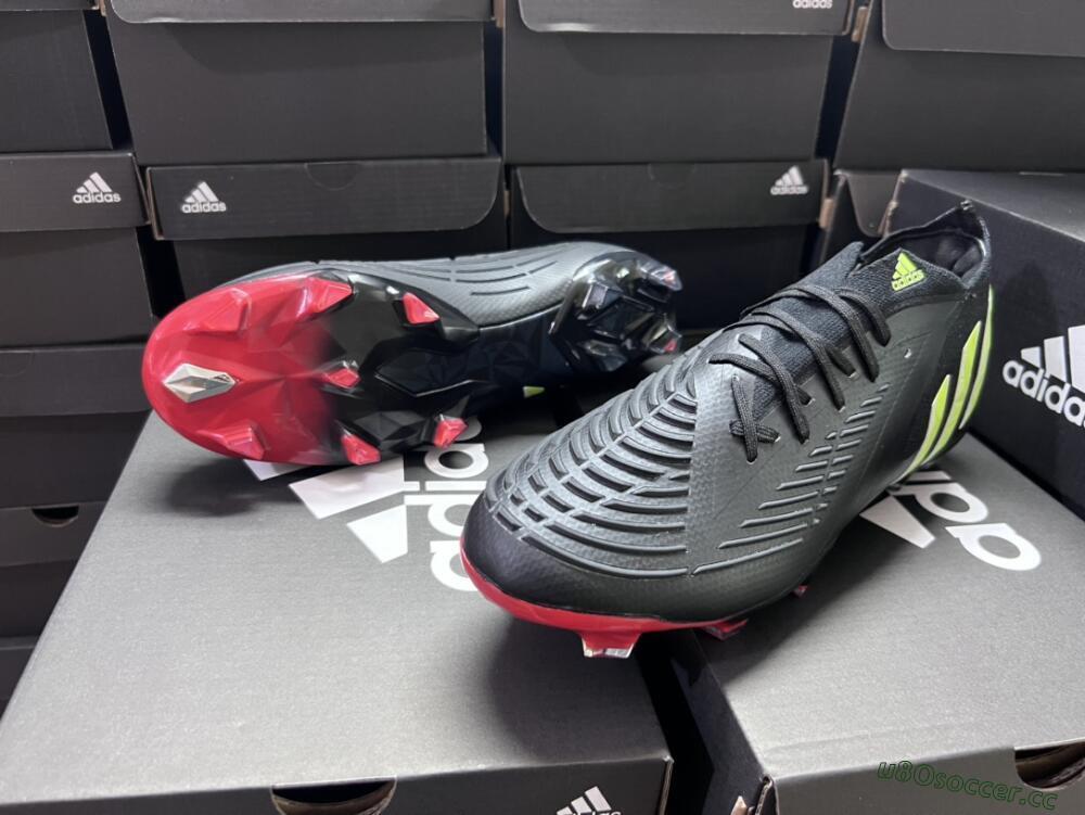 Men's Adidas Predator Edge Geometric.1 Low FG Firm Ground Low-Tops Football Boots - Black/Yellow/Red