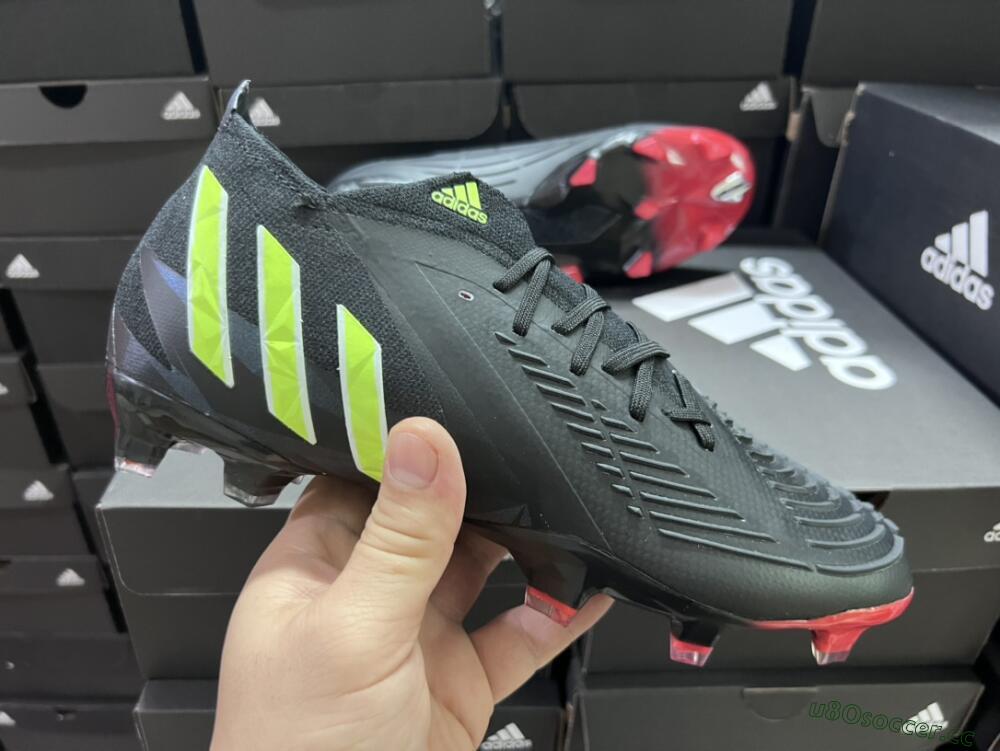Men's Adidas Predator Edge Geometric.1 Low FG Firm Ground Low-Tops Football Boots - Black/Yellow/Red