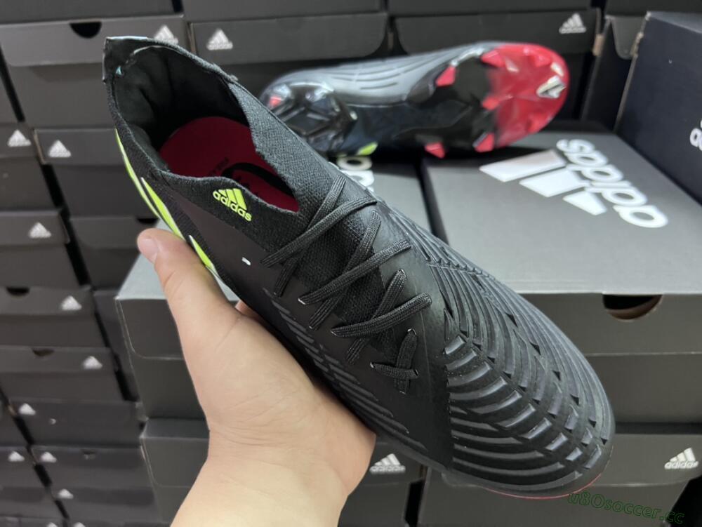 Men's Adidas Predator Edge Geometric.1 Low FG Firm Ground Low-Tops Football Boots - Black/Yellow/Red