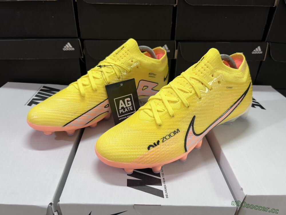 Unisex Nike Air Zoom Mercurial Vapor 15 Elite AG Artificial Grass Low-Tops Football Boots - Yellow/Pink