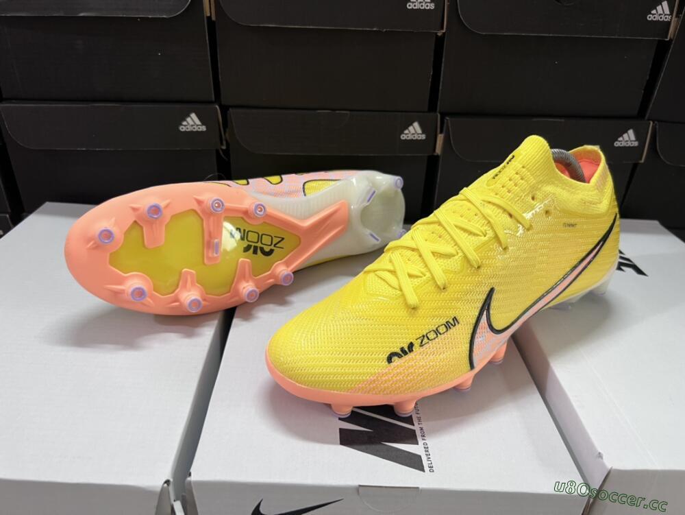 Unisex Nike Air Zoom Mercurial Vapor 15 Elite AG Artificial Grass Low-Tops Football Boots - Yellow/Pink