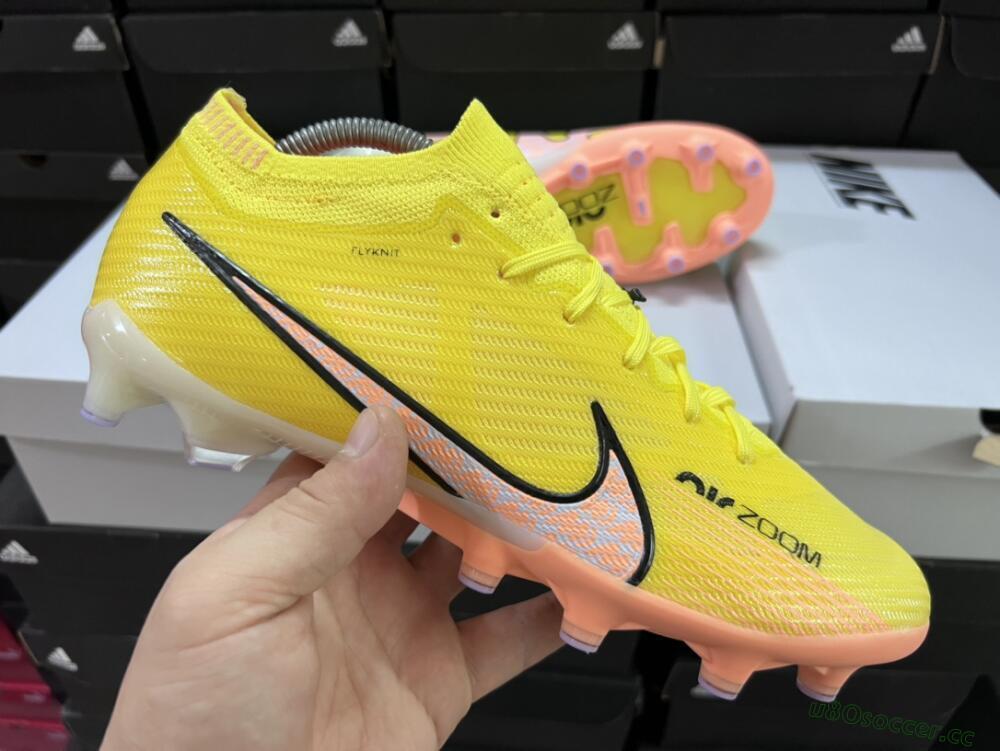 Unisex Nike Air Zoom Mercurial Vapor 15 Elite AG Artificial Grass Low-Tops Football Boots - Yellow/Pink