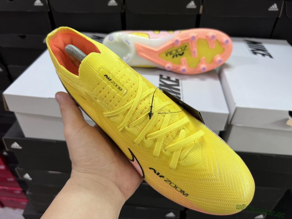 Unisex Nike Air Zoom Mercurial Vapor 15 Elite AG Artificial Grass Low-Tops Football Boots - Yellow/Pink