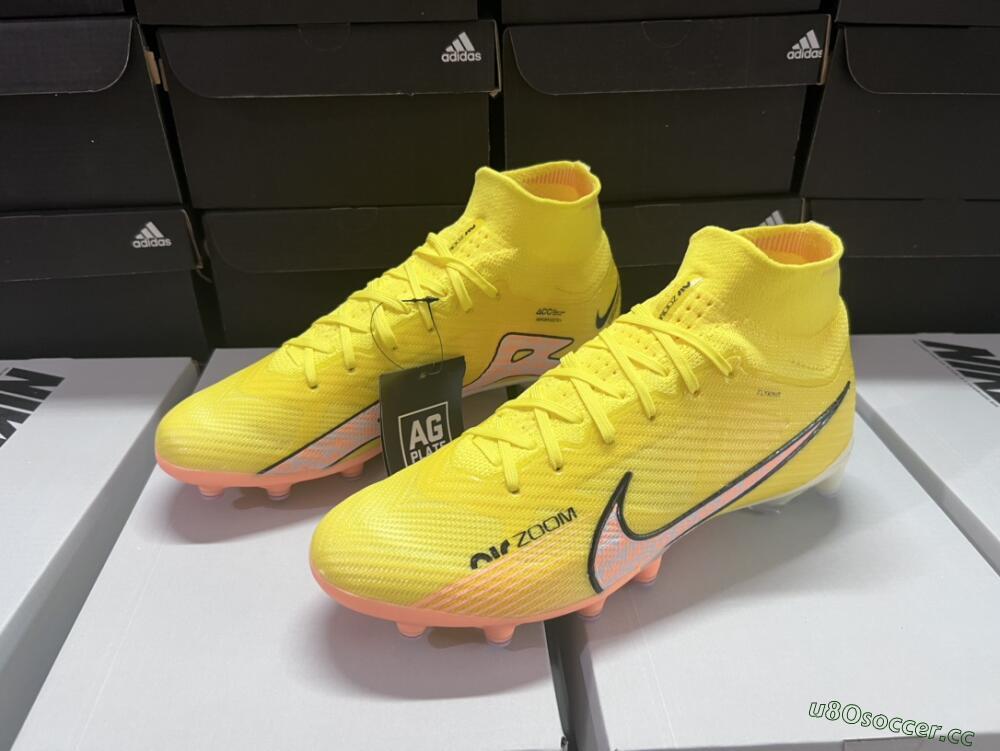 Men's Nike Air Zoom Mercurial Superfly 9 Elite FG Firm Ground High-Tops Football Boots - Yellow/Pink