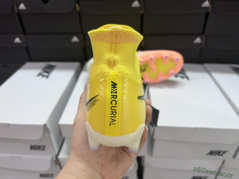 Men's Nike Air Zoom Mercurial Superfly 9 Elite FG Firm Ground High-Tops Football Boots - Yellow/Pink