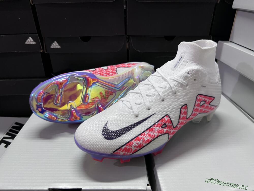 Men's Nike Air Zoom Mercurial Superfly 9 Elite FG Firm Ground High-Tops Football Boots - White/Red