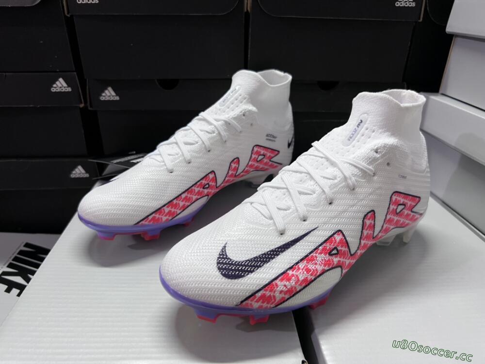 Men's Nike Air Zoom Mercurial Superfly 9 Elite FG Firm Ground High-Tops Football Boots - White/Red