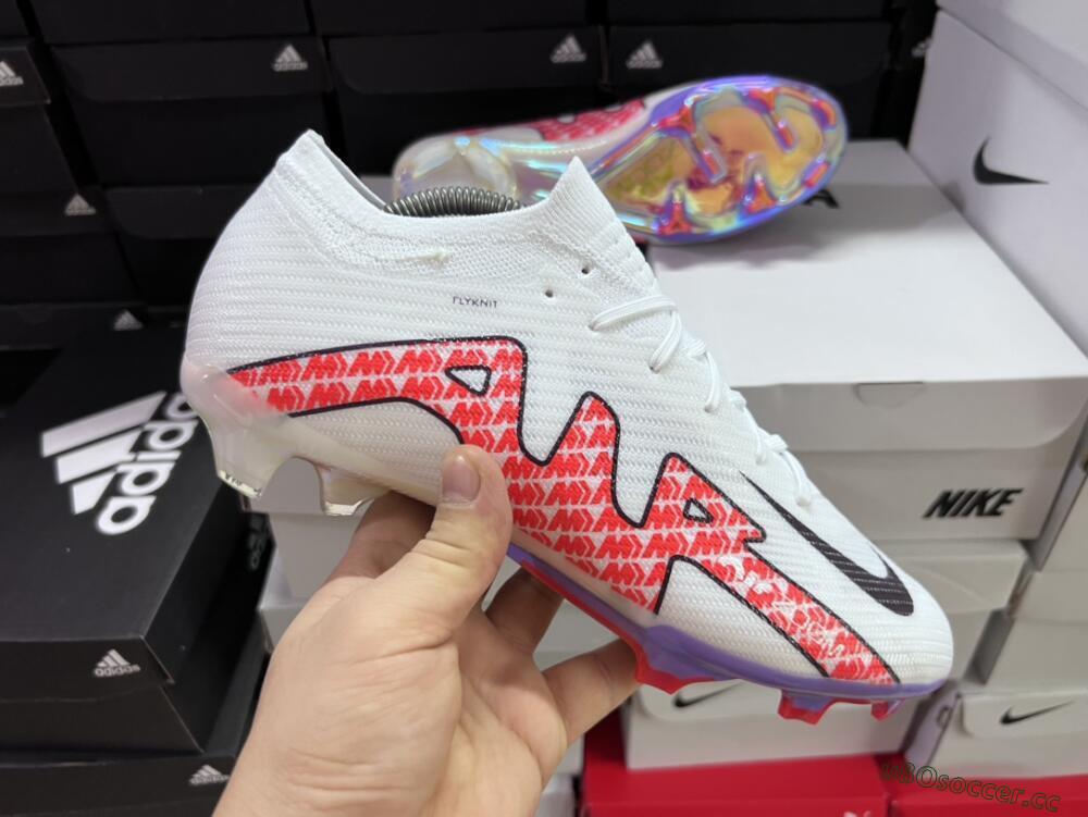 Men's Nike Air Zoom Mercurial Vapor 15 Elite FG Firm Ground Low-Tops Football Boots - White/Red