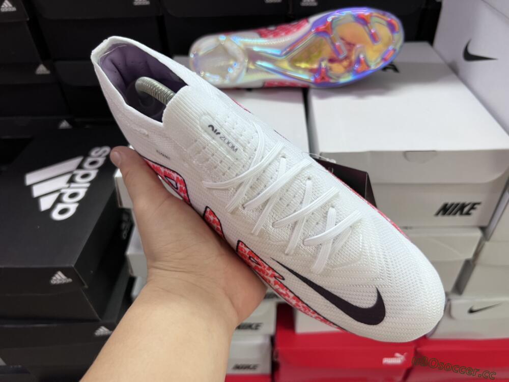 Men's Nike Air Zoom Mercurial Vapor 15 Elite FG Firm Ground Low-Tops Football Boots - White/Red