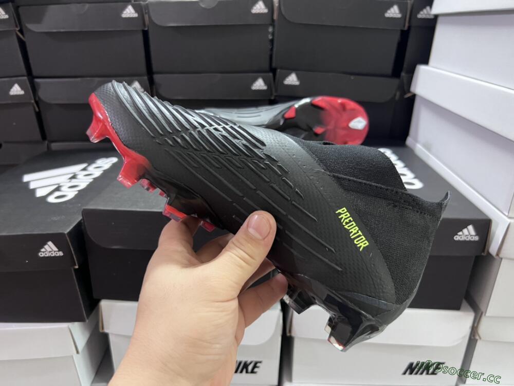Men's Adidas Predator Edge Geometric+ FG Firm Ground High-Tops Football Boots - Black/Yellow/Red