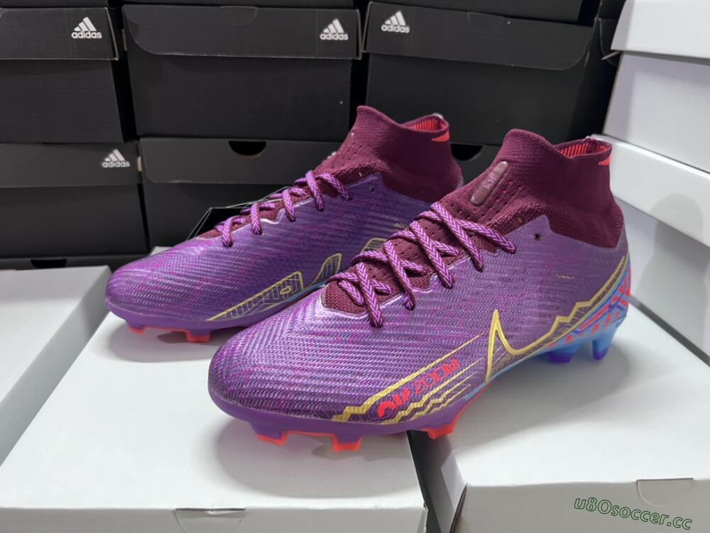 Men's Nike Air Zoom Mercurial Superfly 9 Elite FG Firm Ground High-Tops Football Boots - Purple/Blue/Gold