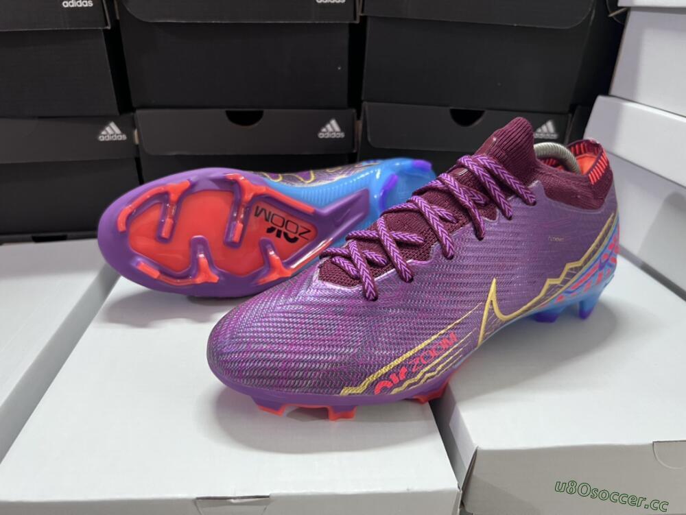Men's Nike Air Zoom Mercurial Vapor 15 Elite FG Firm Ground Low-Tops Football Boots - Purple/Blue/Gold