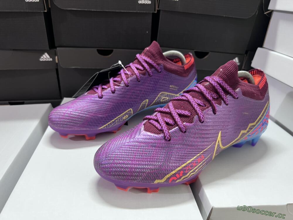 Men's Nike Air Zoom Mercurial Vapor 15 Elite FG Firm Ground Low-Tops Football Boots - Purple/Blue/Gold