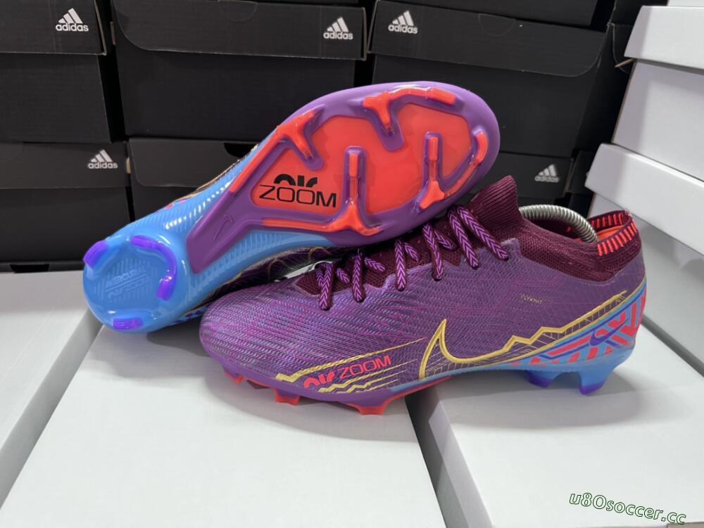 Men's Nike Air Zoom Mercurial Vapor 15 Elite FG Firm Ground Low-Tops Football Boots - Purple/Blue/Gold