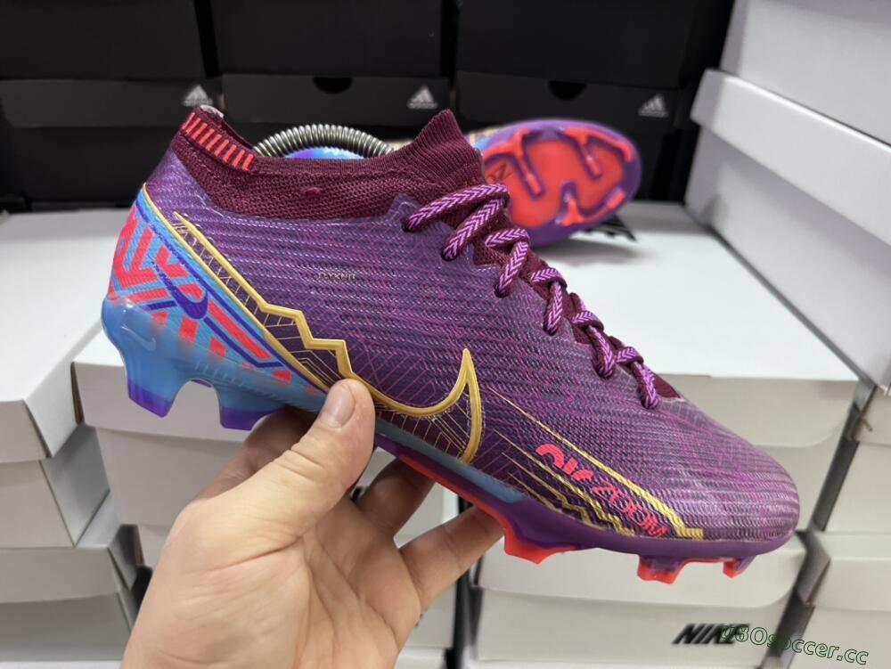 Men's Nike Air Zoom Mercurial Vapor 15 Elite FG Firm Ground Low-Tops Football Boots - Purple/Blue/Gold