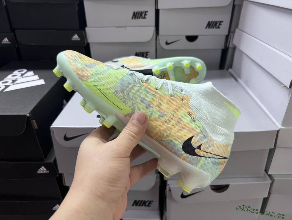 Unisex Nike Air Zoom Mercurial Superfly 9 Elite AG Artificial Grass High-Tops Football Boots - Green/Orange