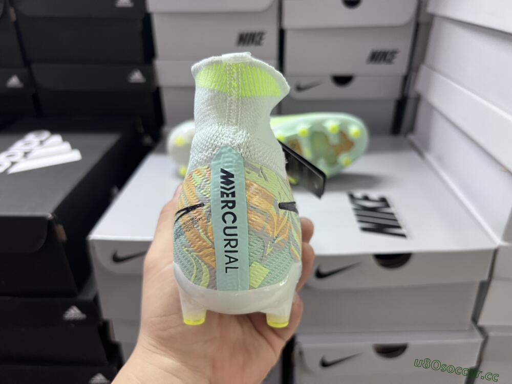 Unisex Nike Air Zoom Mercurial Superfly 9 Elite AG Artificial Grass High-Tops Football Boots - Green/Orange