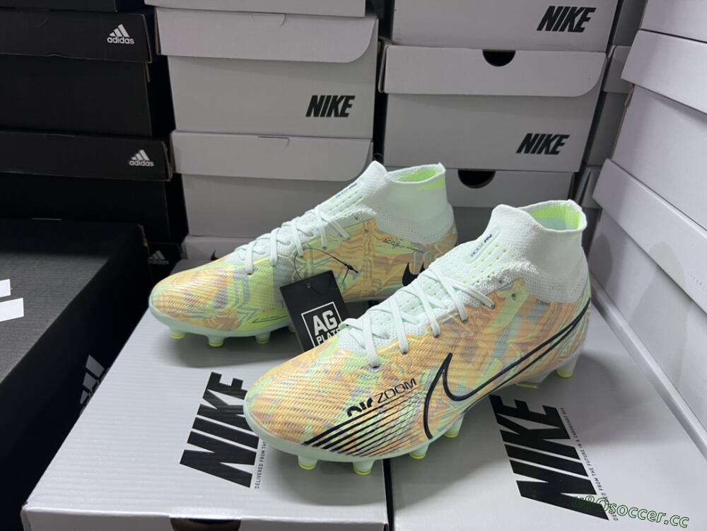 Unisex Nike Air Zoom Mercurial Superfly 9 Elite AG Artificial Grass High-Tops Football Boots - Green/Orange