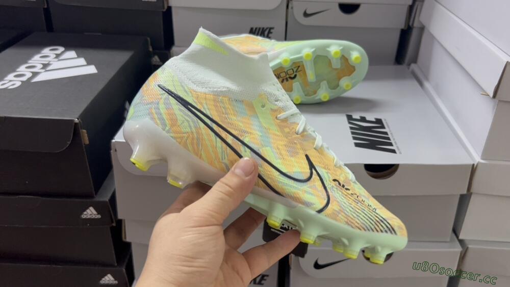 Unisex Nike Air Zoom Mercurial Superfly 9 Elite AG Artificial Grass High-Tops Football Boots - Green/Orange