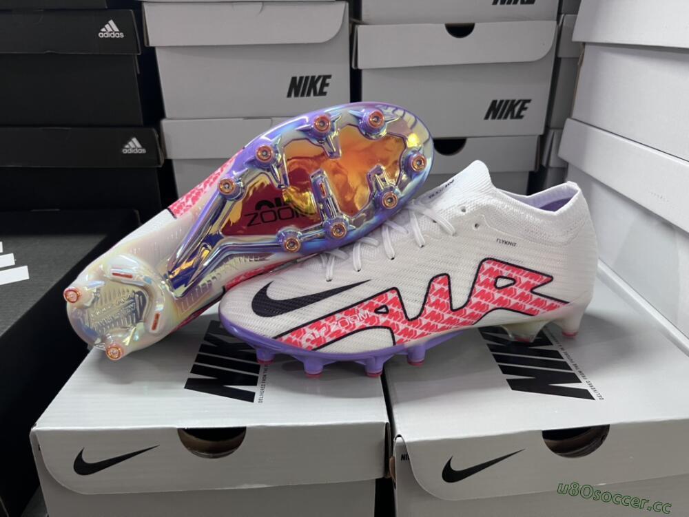 Unisex Nike Air Zoom Mercurial Vapor 15 Elite AG Artificial Grass Low-Tops Football Boots - White/Pink