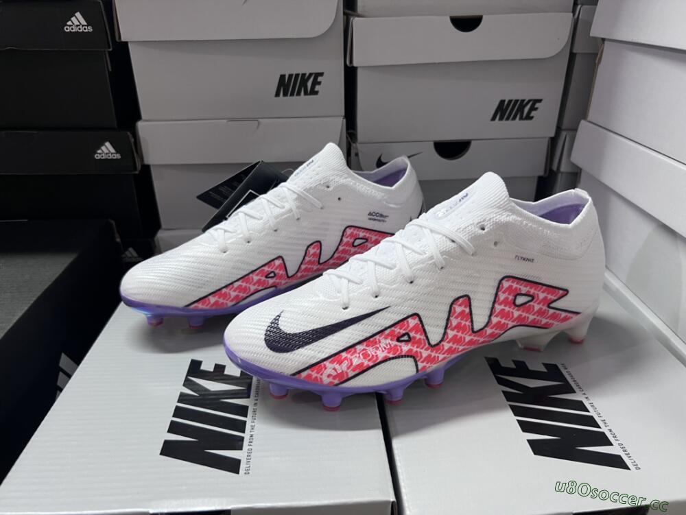 Unisex Nike Air Zoom Mercurial Vapor 15 Elite AG Artificial Grass Low-Tops Football Boots - White/Pink