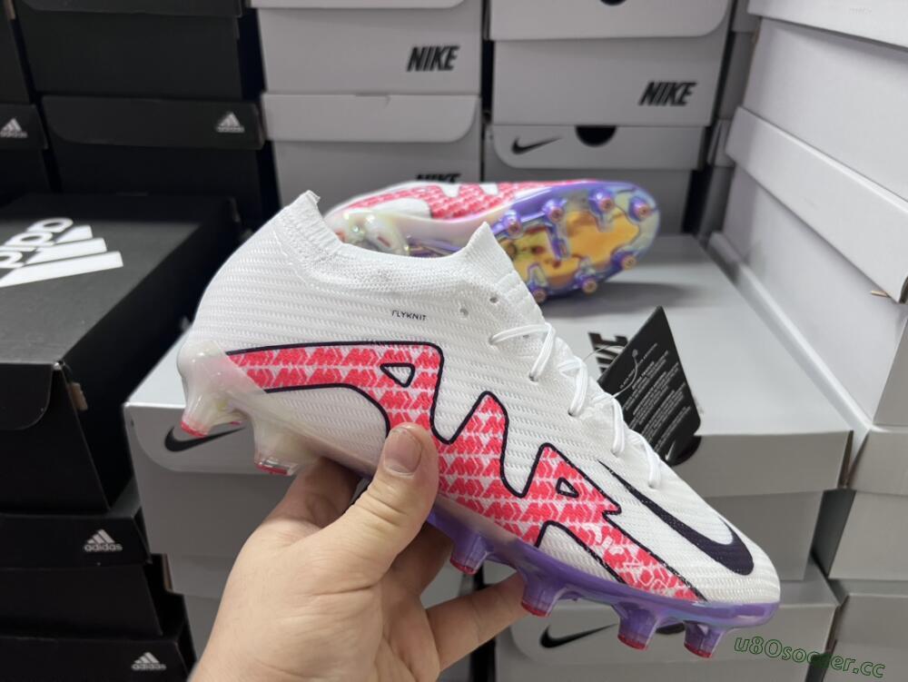 Unisex Nike Air Zoom Mercurial Vapor 15 Elite AG Artificial Grass Low-Tops Football Boots - White/Pink
