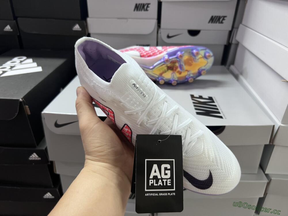 Unisex Nike Air Zoom Mercurial Vapor 15 Elite AG Artificial Grass Low-Tops Football Boots - White/Pink