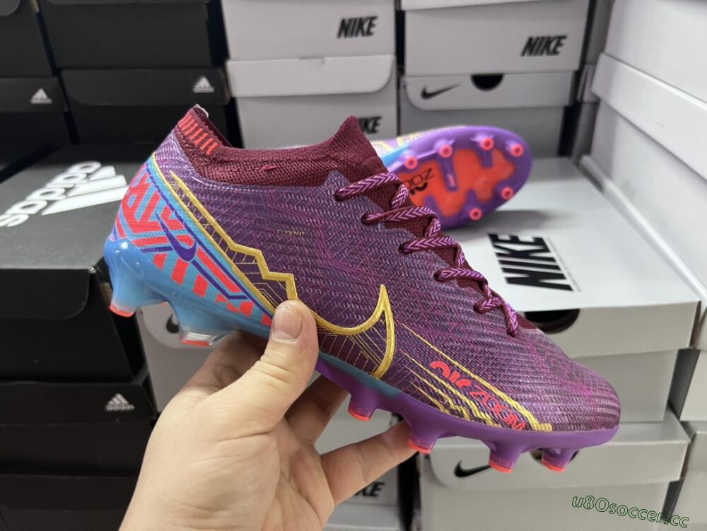 Unisex Nike Air Zoom Mercurial Vapor 15 Elite AG Artificial Grass Low-Tops Football Boots - Red/Gold/Blue