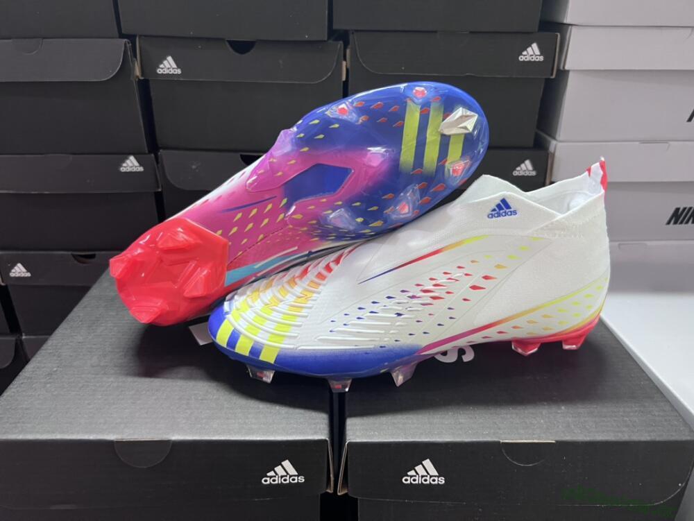 Unisex Adidas Predator FIFA World Cup Qatar 2022 Edge+ FG Firm Ground High-Tops Football Boots - White/Red/Blue