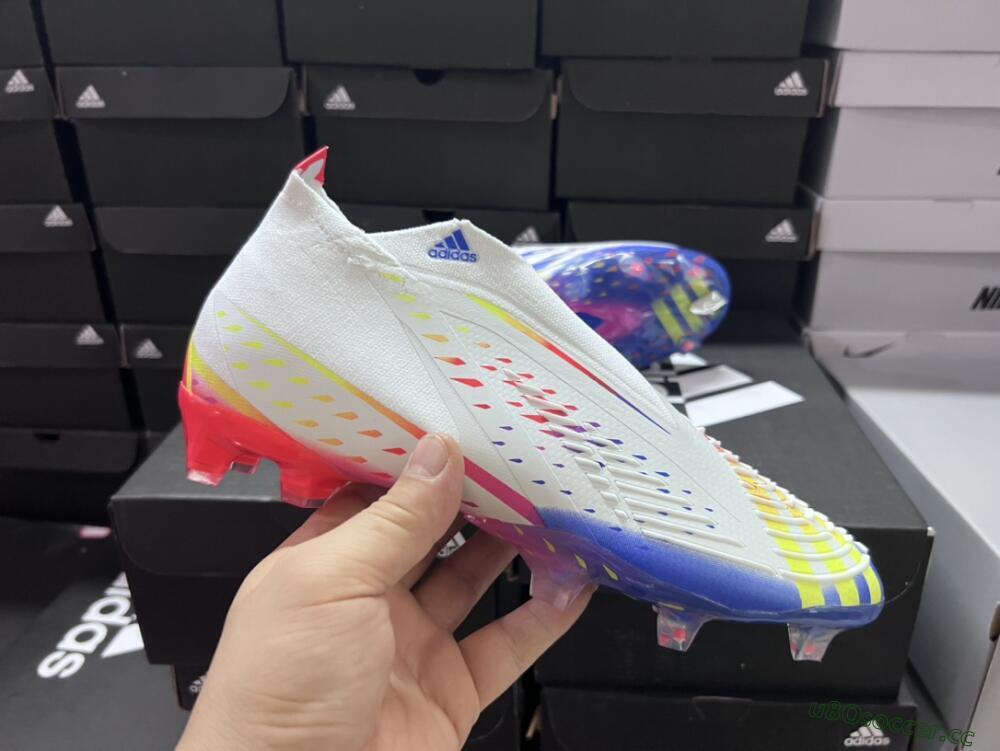 Unisex Adidas Predator FIFA World Cup Qatar 2022 Edge+ FG Firm Ground High-Tops Football Boots - White/Red/Blue