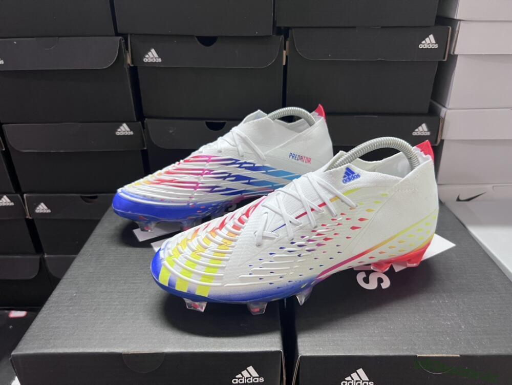 Men's Adidas Predator FIFA World Cup Qatar 2022 Edge+ FG Firm Ground Low-Tops Football Boots - White/Red/Blue