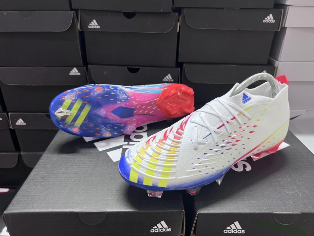 Men's Adidas Predator FIFA World Cup Qatar 2022 Edge+ FG Firm Ground Low-Tops Football Boots - White/Red/Blue