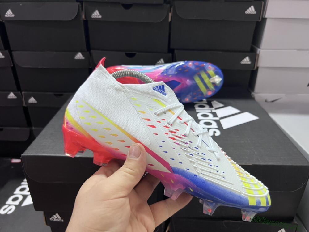 Men's Adidas Predator FIFA World Cup Qatar 2022 Edge+ FG Firm Ground Low-Tops Football Boots - White/Red/Blue