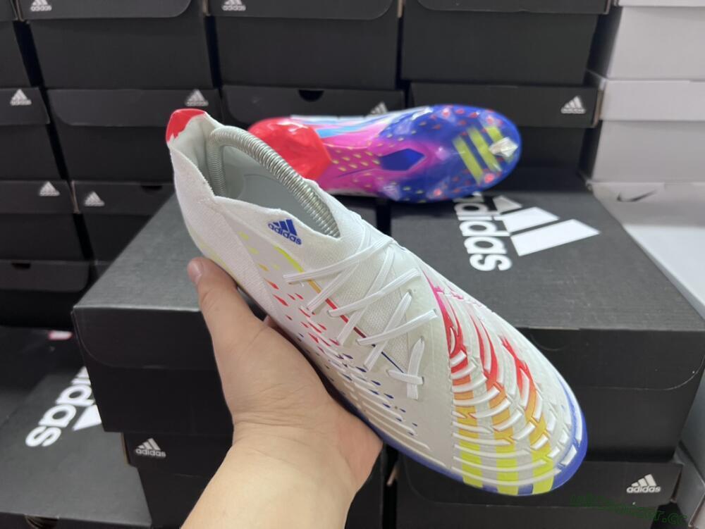 Men's Adidas Predator FIFA World Cup Qatar 2022 Edge+ FG Firm Ground Low-Tops Football Boots - White/Red/Blue