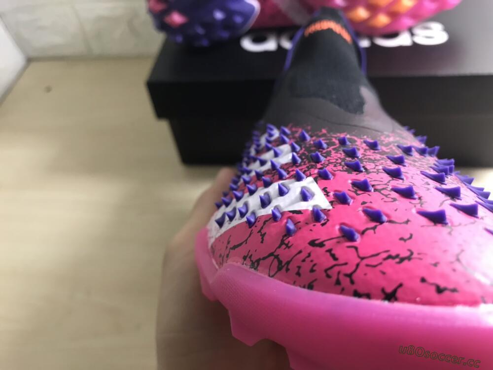 Men's Adidas Predator Freak+ TF Artificial Turf High-Tops Football Shoes - Black/Purple/Pink
