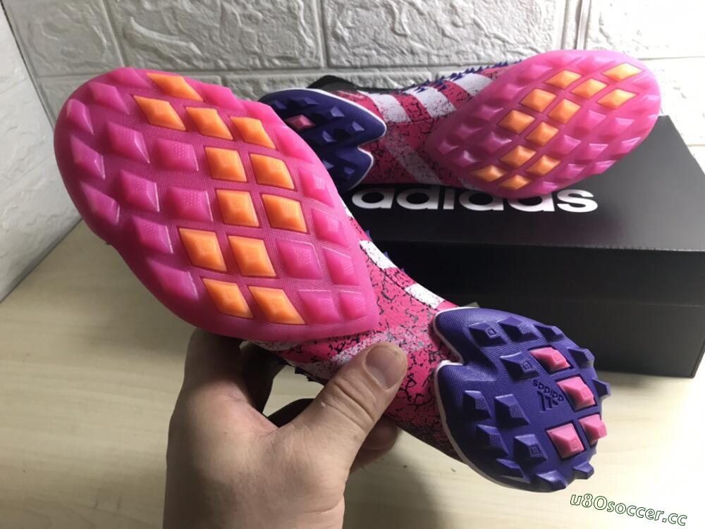 Men's Adidas Predator Freak+ TF Artificial Turf High-Tops Football Shoes - Black/Purple/Pink