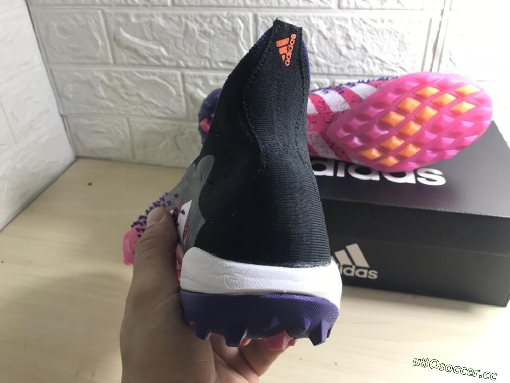 Men's Adidas Predator Freak+ TF Artificial Turf High-Tops Football Shoes - Black/Purple/Pink