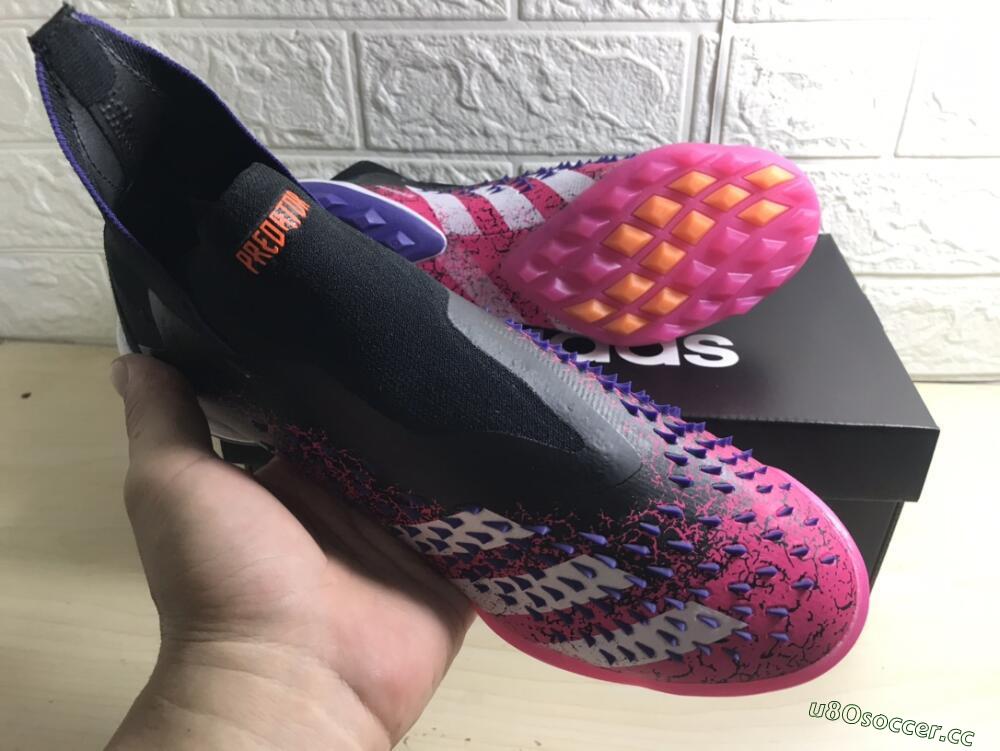 Men's Adidas Predator Freak+ TF Artificial Turf High-Tops Football Shoes - Black/Purple/Pink