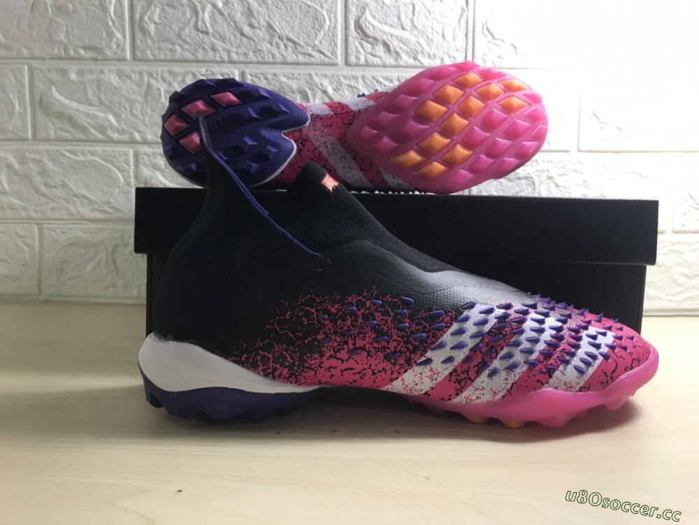 Men's Adidas Predator Freak+ TF Artificial Turf High-Tops Football Shoes - Black/Purple/Pink
