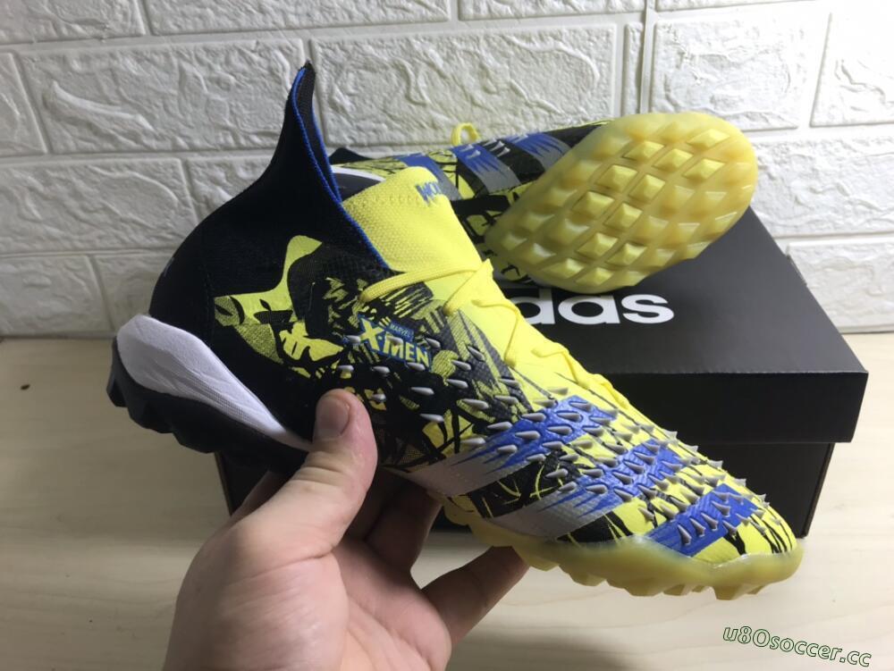 Unisex Adidas Predator Freak.1 TF Artificial Turf High-Tops Football Shoes - Yellow/Black/Blue