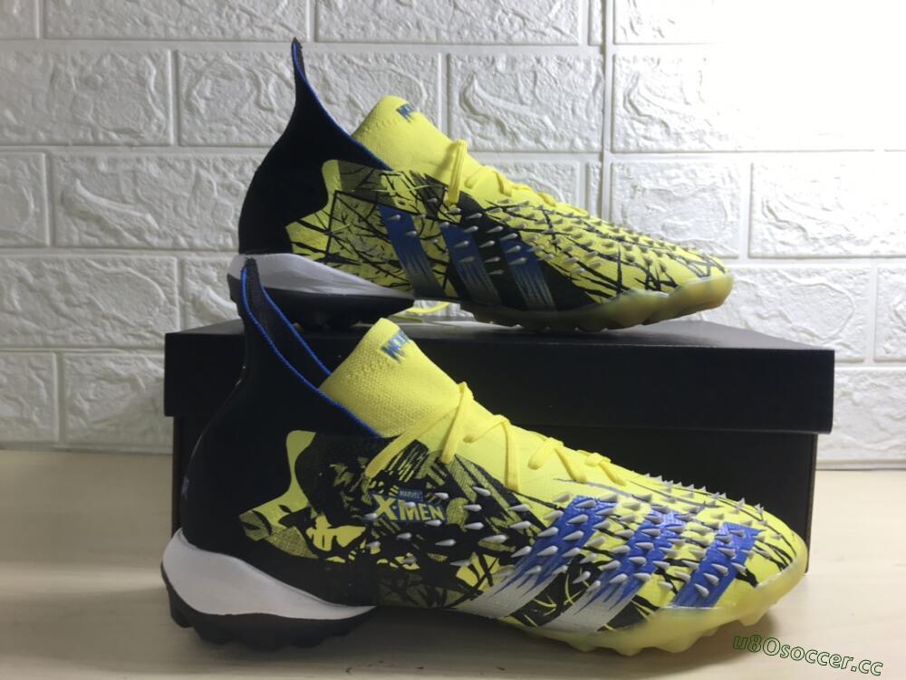 Unisex Adidas Predator Freak.1 TF Artificial Turf High-Tops Football Shoes - Yellow/Black/Blue