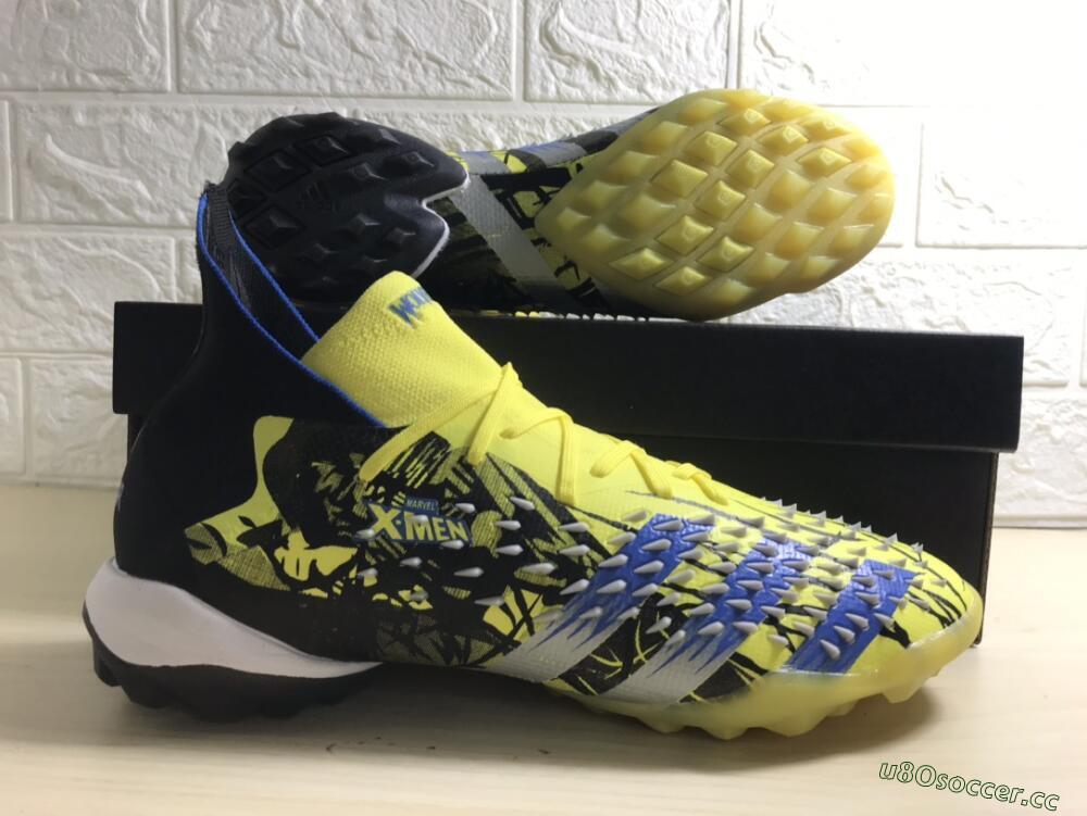 Unisex Adidas Predator Freak.1 TF Artificial Turf High-Tops Football Shoes - Yellow/Black/Blue