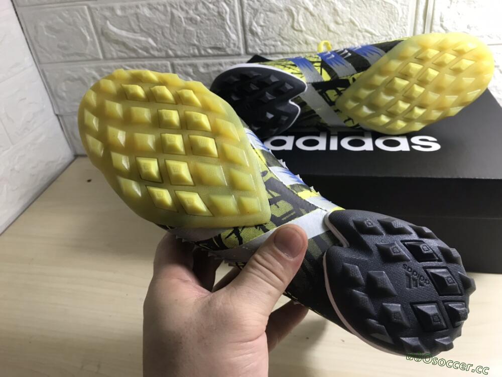 Unisex Adidas Predator Freak.1 TF Artificial Turf High-Tops Football Shoes - Yellow/Black/Blue