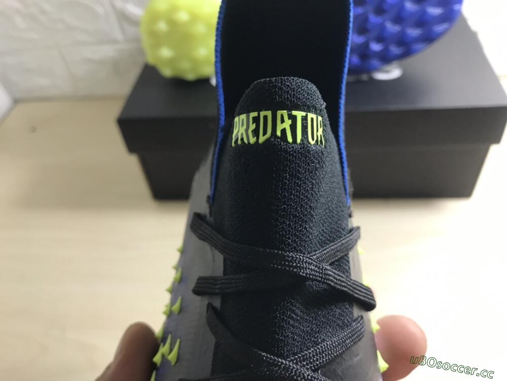 Men's Adidas Predator Freak+ TF Artificial Turf High-Tops Football Shoes - Black/Blue/Green