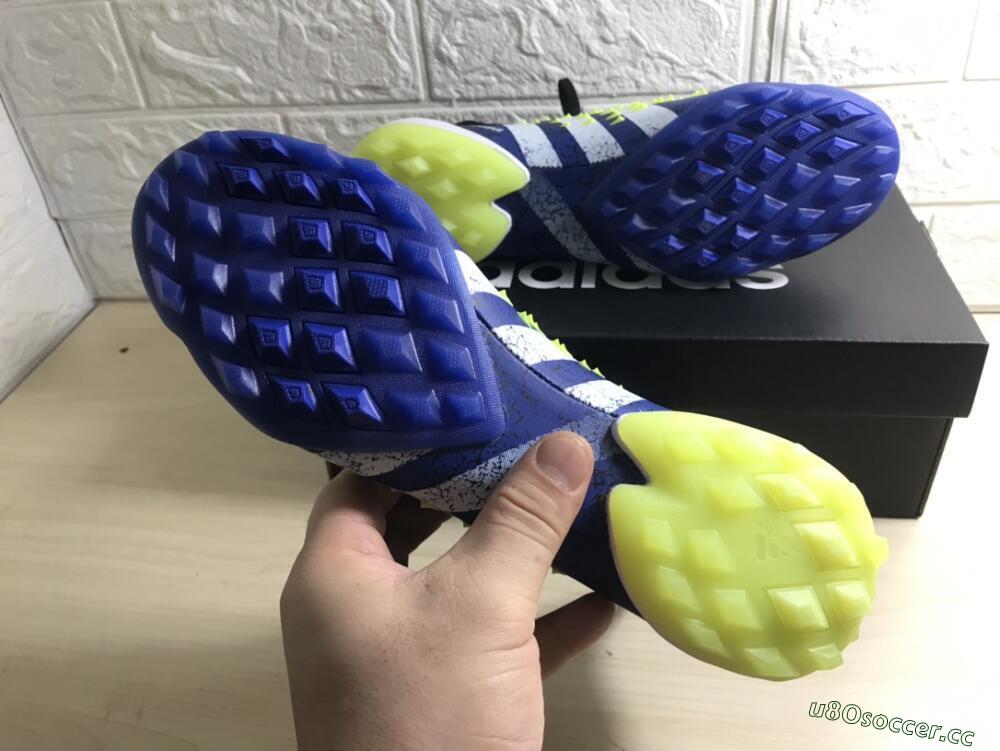 Men's Adidas Predator Freak+ TF Artificial Turf High-Tops Football Shoes - Black/Blue/Green