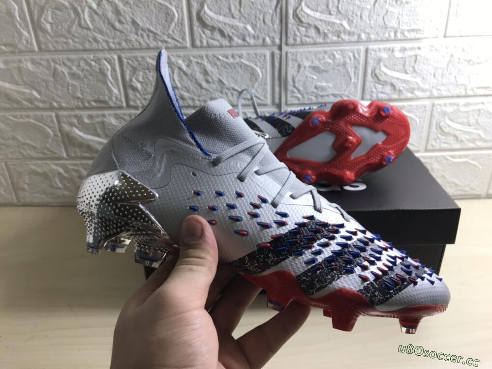 Men's Adidas Predator Freak.1 FG Firm Ground High-Tops Football Boots - Sliver/Black/Red