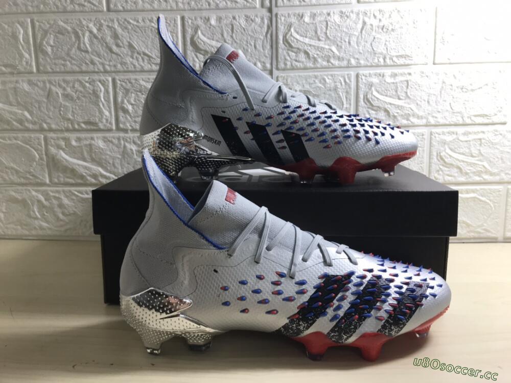 Men's Adidas Predator Freak.1 FG Firm Ground High-Tops Football Boots - Sliver/Black/Red