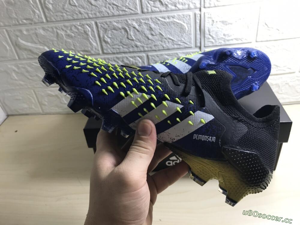 Men's Adidas Predator Freak.1 Low FG Firm Ground Low-Tops Football Boots - Black/Blue/Green