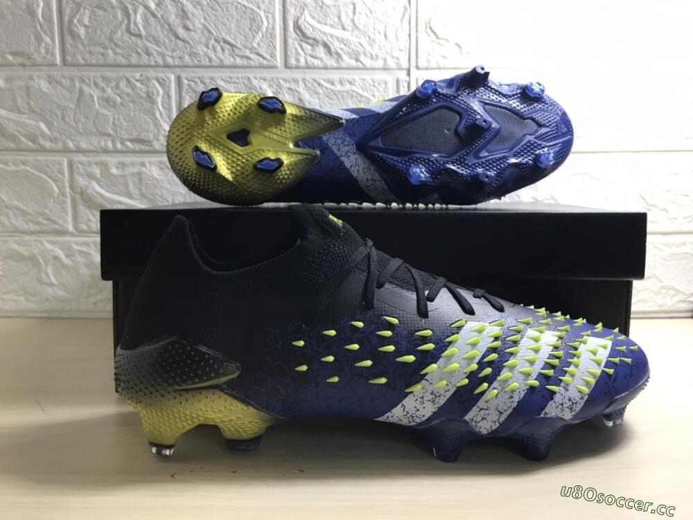 Men's Adidas Predator Freak.1 Low FG Firm Ground Low-Tops Football Boots - Black/Blue/Green