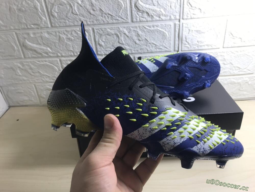 Unisex Adidas Predator Freak.1 FG Firm Ground High-Tops Football Boots - Black/Blue/White
